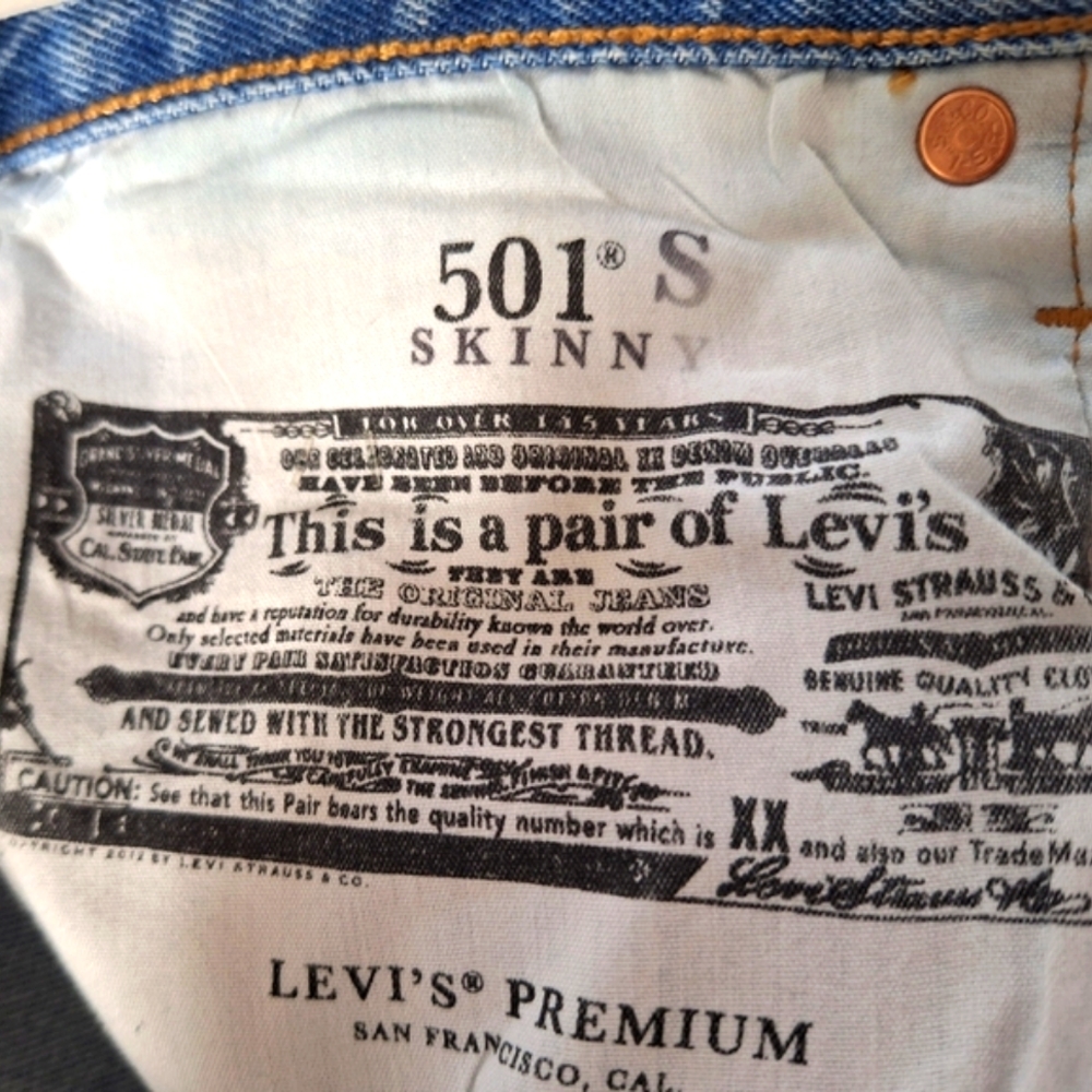 💎NWT Levi's 501 Skinny Distressed Medium Wash Jeans - Picture 4 of 16